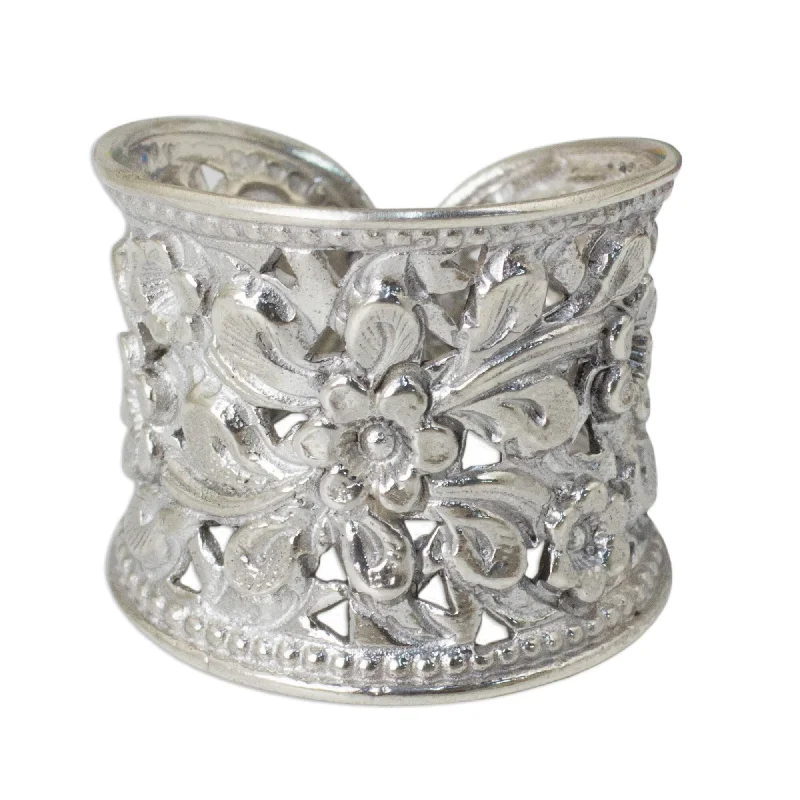 Women’s vintage rings-Novica Handmade Mae Ping Jasmine Sterling Silver Flower Ring