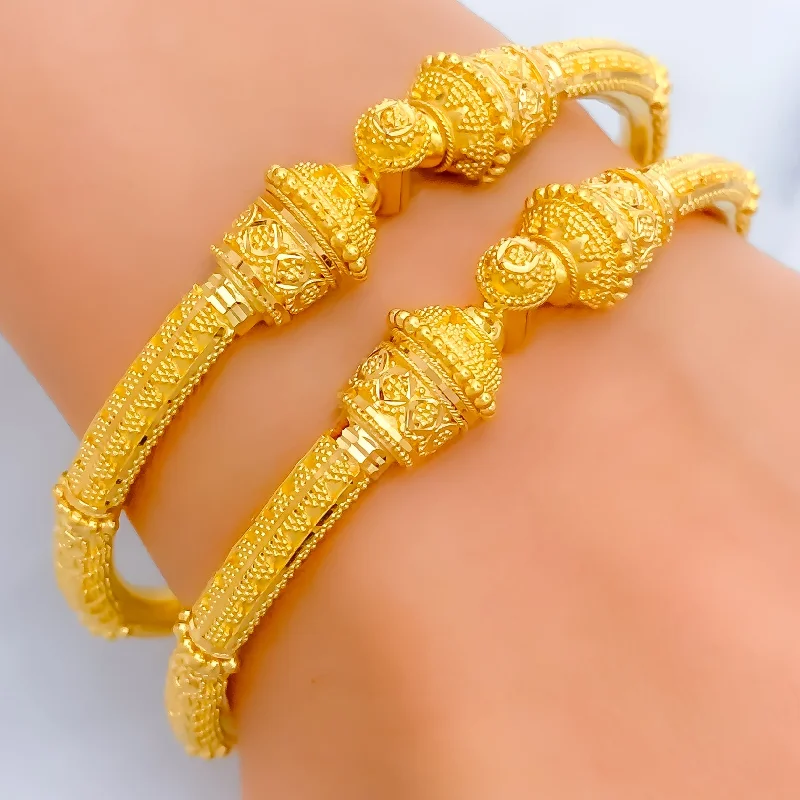 Women’s gemstone bangles-Festive Iconic 22k Gold Pipe Bangles