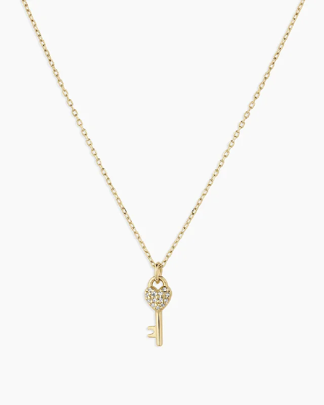 Women’s personalized necklaces-Diamond Bond Key Necklace