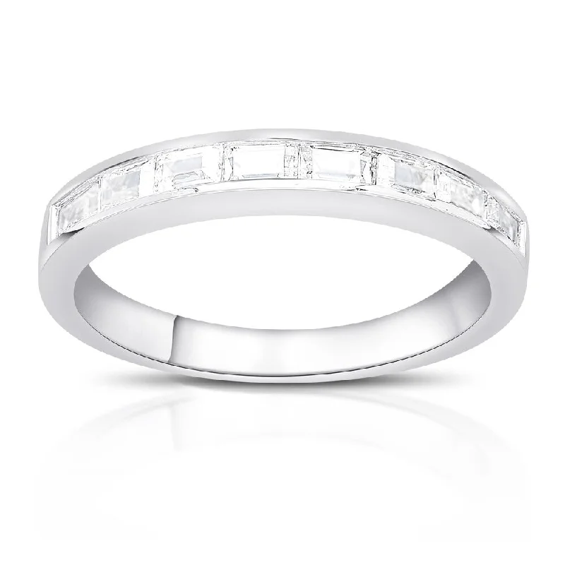 Women’s minimalist rings-Dolce Giavonna Sterling Silver Cubic Zirconia Band Ring