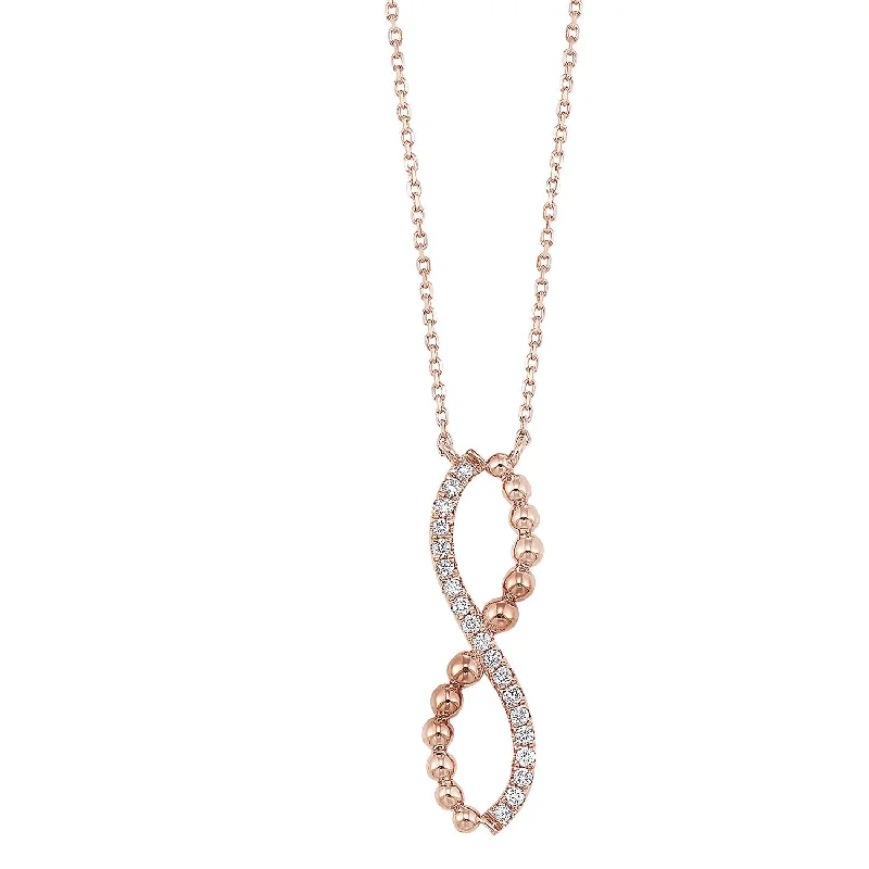 Women’s moonstone necklaces-14K Rose Gold Twist Diamond Necklace 1/10 CTW