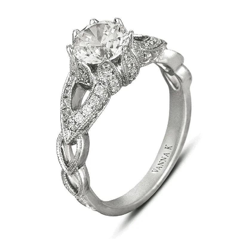 Women’s cushion cut engagement rings-18K White Gold Diamond Engagement Ring