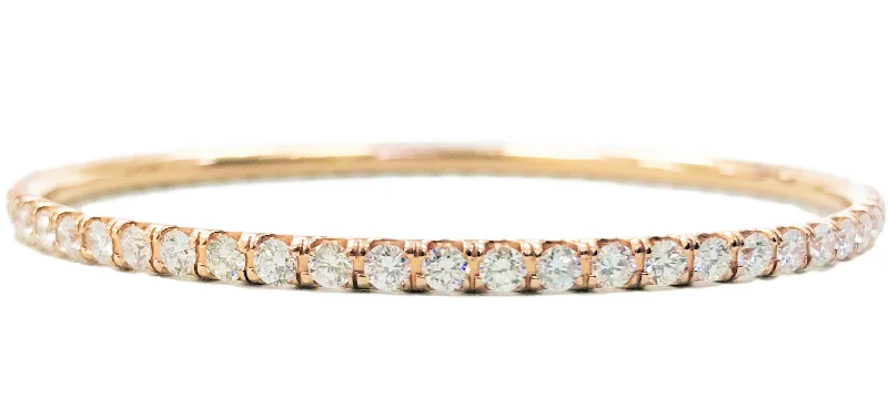 Women’s silver charm bracelets-Tennis Diamond Bangle (5.03 ct Diamonds) in Rose Gold