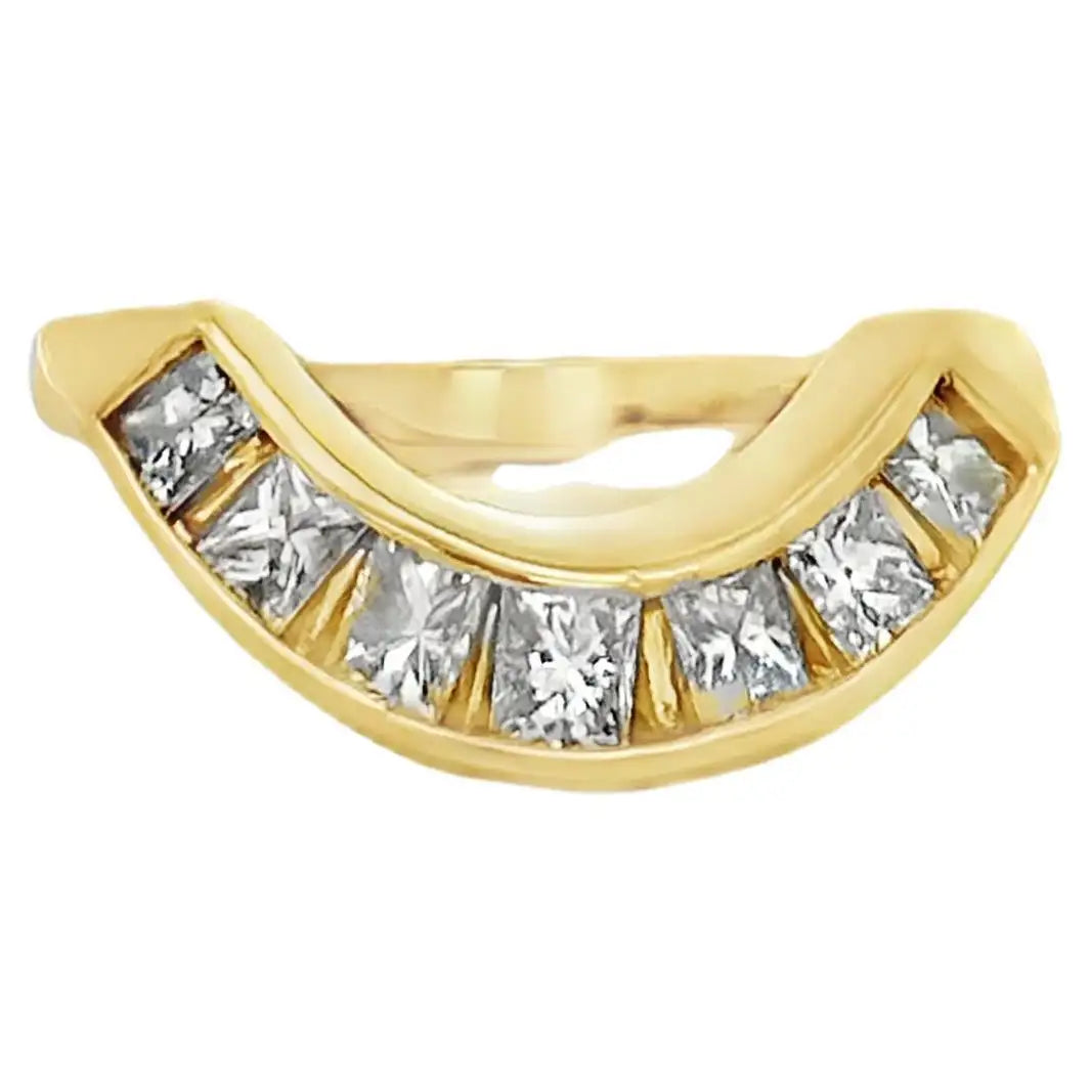 Women’s marquise engagement rings-14K Yellow Gold Horse Shoe Diamond Ring