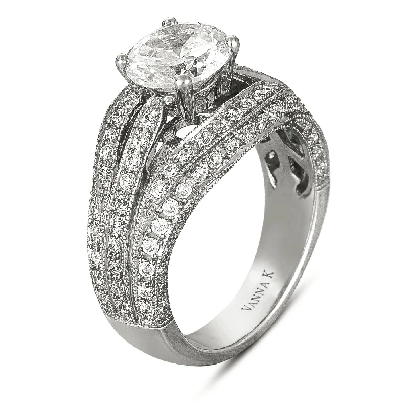 Women’s diamond engagement rings-18K White Gold Diamond Engagement Ring