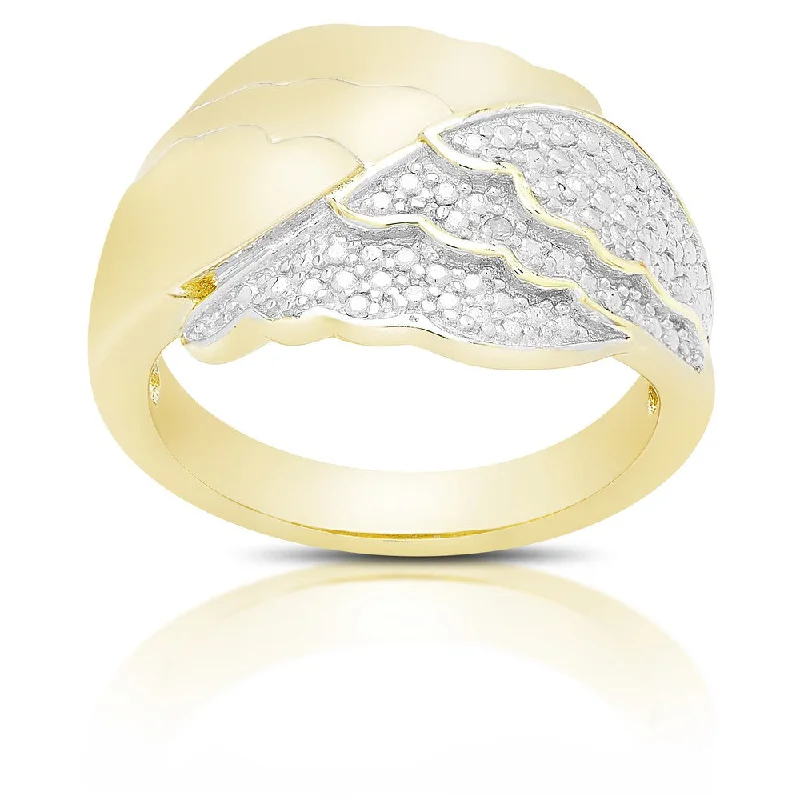 Women’s knot rings-Finesque Gold over Silver or Sterling Silver Diamond Accent Angel Wing Design Ring