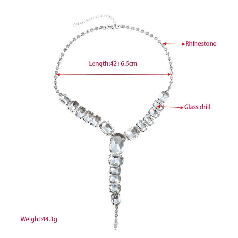 Women’s luxury pendant necklaces-Elegant Shiny Square Alloy Inlay Rhinestones Glass Drill Women's Necklace