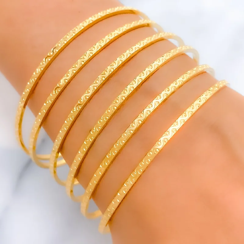 Women’s braided bracelets-Custom-Fancy Wave 22k Gold Bangles Set - payment 2