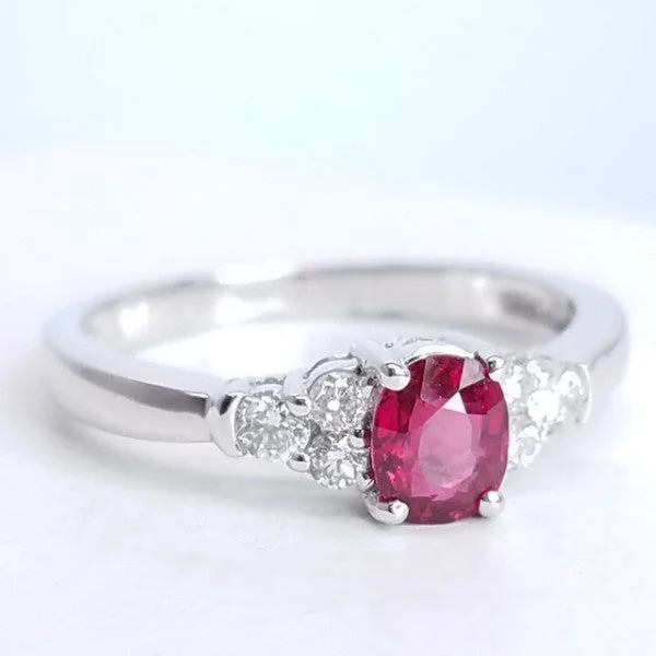 Women’s engagement rings with ruby diamonds-"ENGR02561" Oval Shape Ruby Engagement Ring