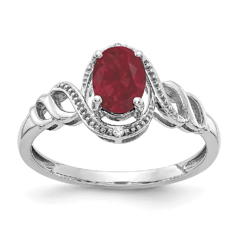 Women’s eternity diamond engagement rings-10k White Gold Ruby and Diamond Ring-WBC-10XB316