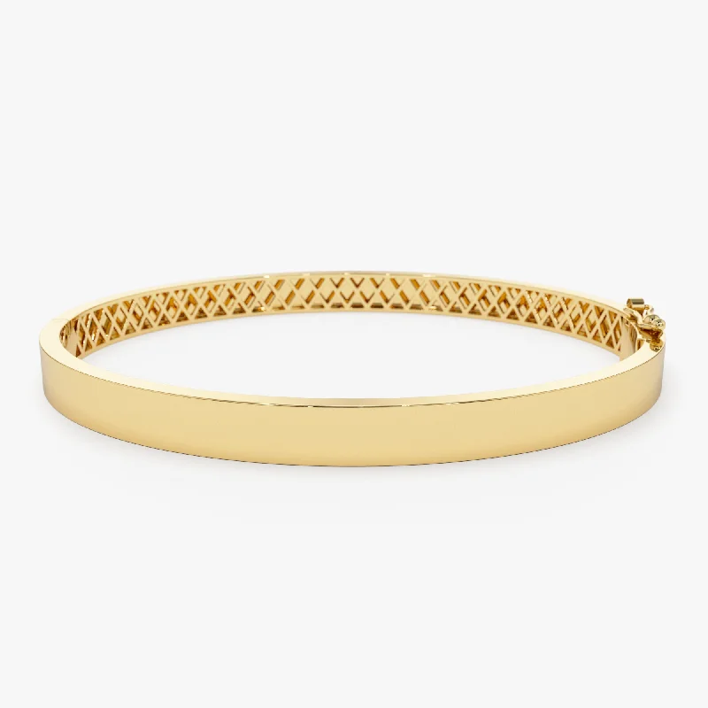 Women’s thick bangles-14k Flat Stackable Gold Bangle