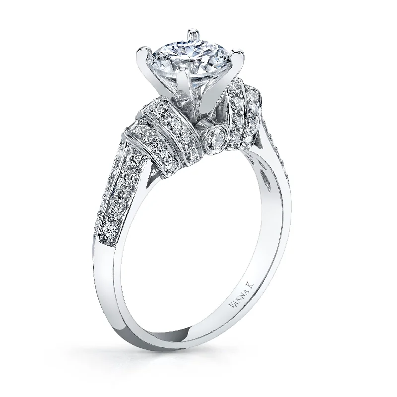 Women’s vintage engagement rings-18K White Gold Diamond Engagement Ring