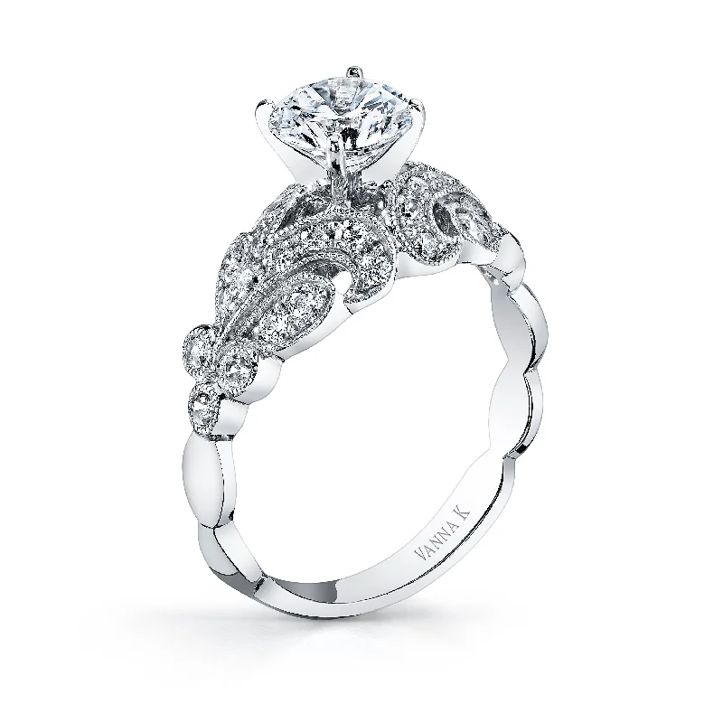 Women’s classic engagement rings-18K White Gold Diamond Engagement Ring