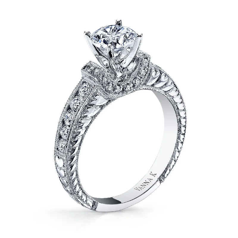 Women’s diamond engagement rings for women-18K White Gold Diamond Engagement Ring