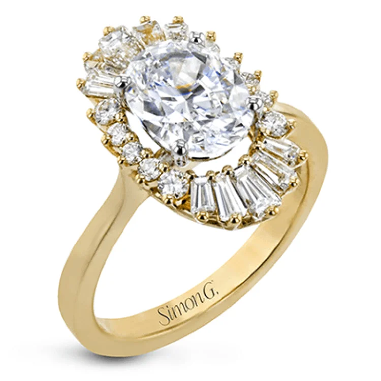 Women’s custom-designed engagement rings-This stunning 18K WG engagement ring is inspired by a ballerinas skirt and features 0.21 ctw RD diam and 0.62 ctw of baguettes, surrounding the center