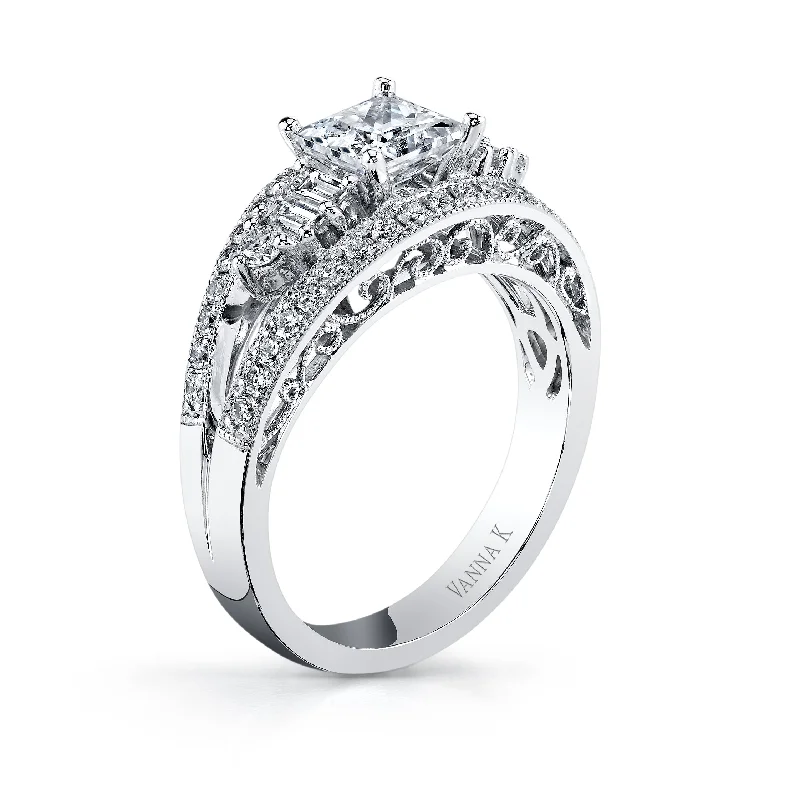 Women’s cushion cut engagement rings-18K White Gold Diamond Engagement Ring