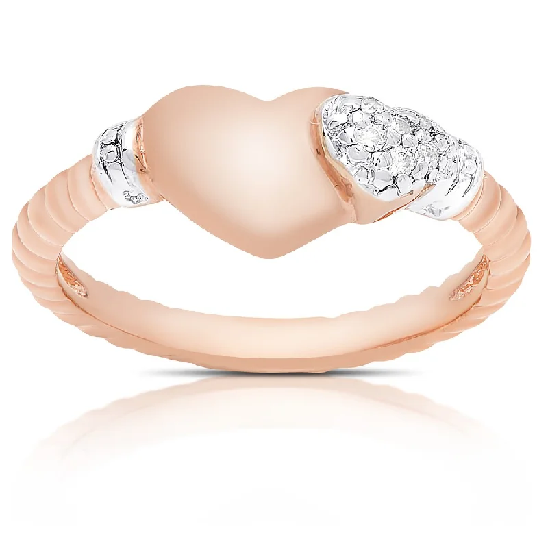 Women’s pearl rings-Samantha Stone Rose Gold Over Sterling Silver Cubic Zirconia Heart Ring