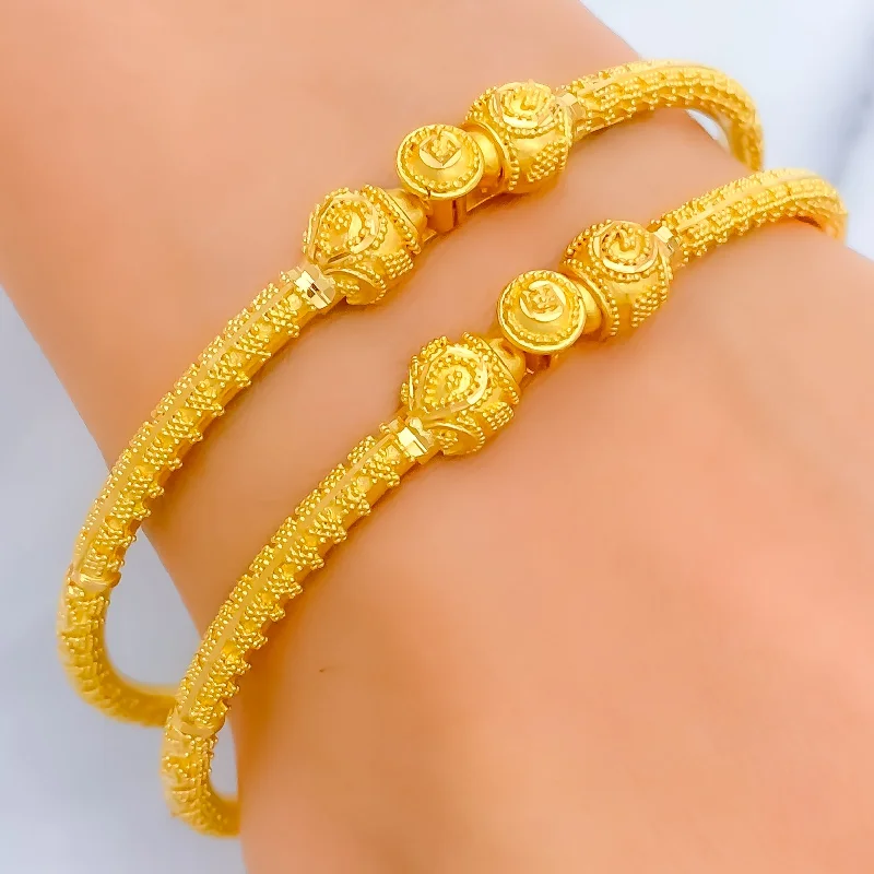 Women’s personalized bangles-Opulent Fine Beaded 22k Gold Pipe Bangles