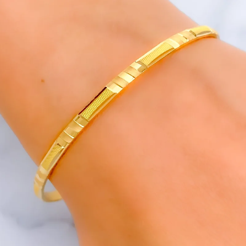 Women’s cuff bracelets-Delightful Textured 22k Gold Bangle