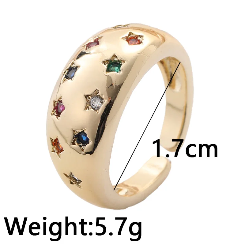 Women’s stacked engagement rings-Casual Streetwear Geometric Star Copper Inlay Zircon Open Rings