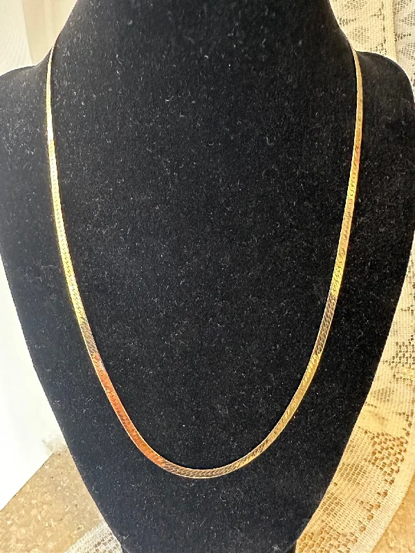 Women’s custom-made necklaces-20" 14K Yellow Gold Reversible Herringbone Chain