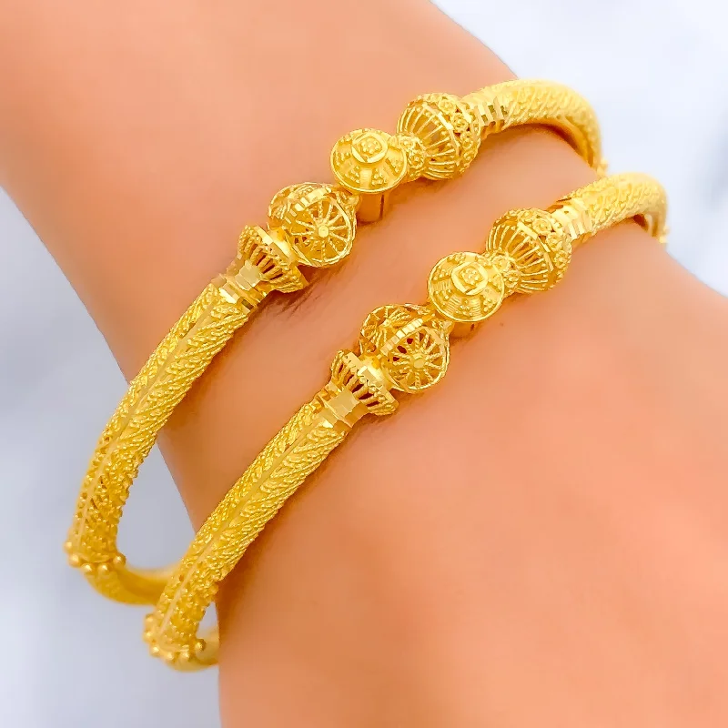 Women’s vintage bracelets-Classic Festive 22k Gold Pipe Bangles