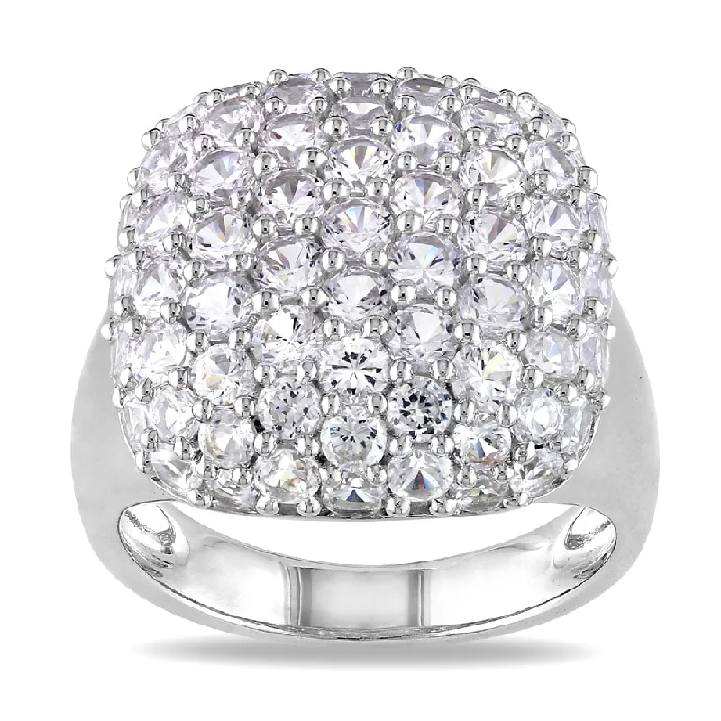 Women’s promise rings for her-Miadora Sterling Silver Created White Sapphire Cocktail Cluster Ring