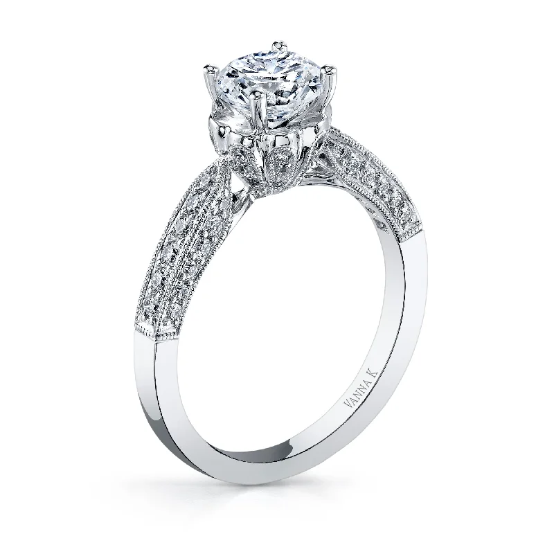 Women’s sapphire cushion cut engagement rings-18K White Gold Diamond Engagement Ring