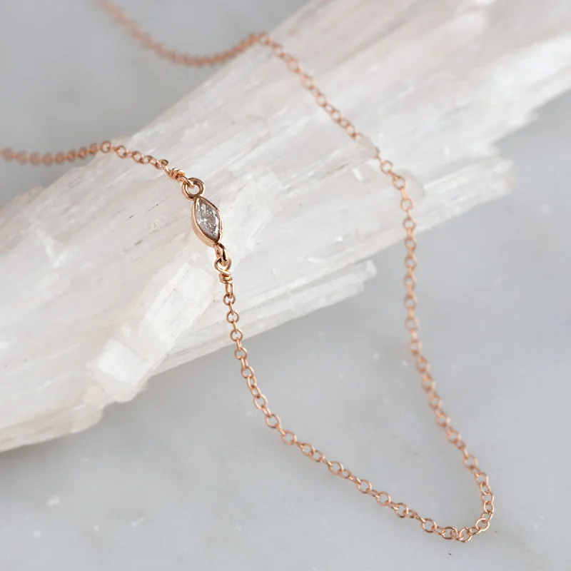 Women’s gold plated diamond necklaces-The Asymmetrical White Diamond Eye Necklace | 10K Rose Gold