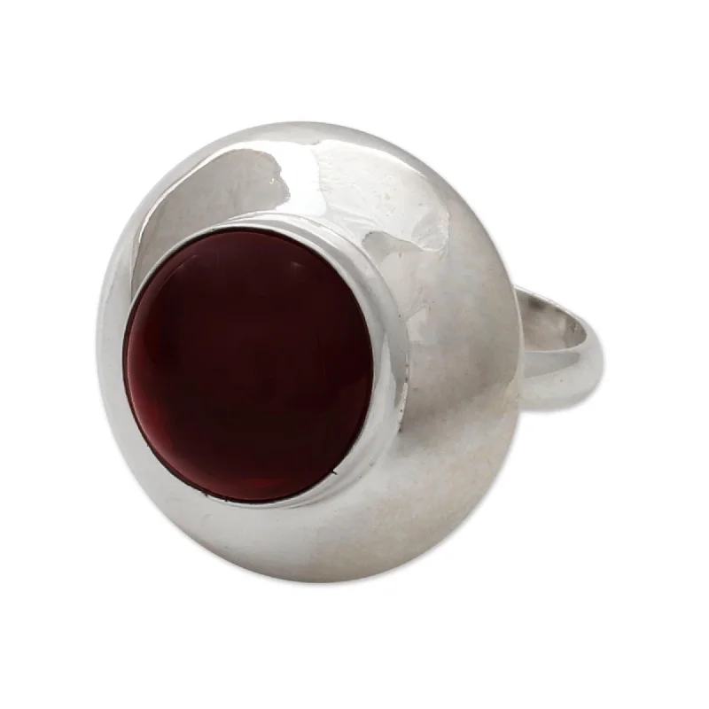 Women’s gold rings-Novica Handmade In Moonlight Garnet Cocktail Ring