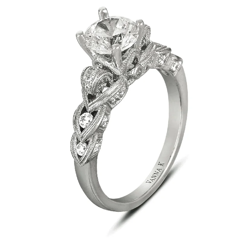 Women’s square engagement rings-18K White Gold Diamond Engagement Ring