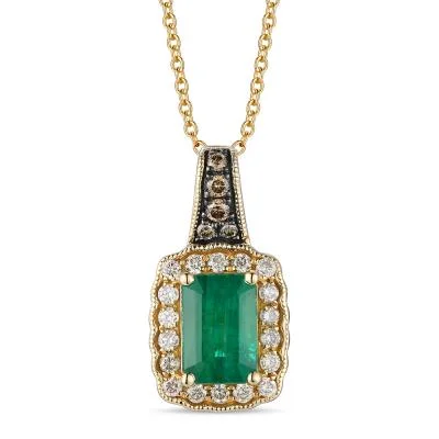 Women’s flower necklaces-Honey Gold Costa Smeralda Emerald Pendant Necklace