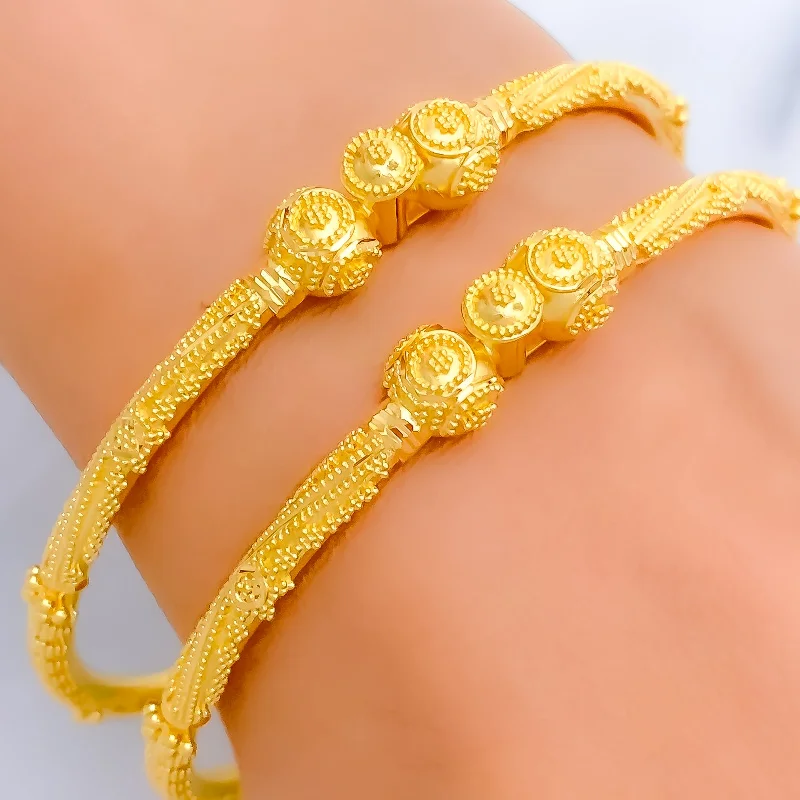 Women’s stylish bangles-Elegant Posh 22k Gold Pipe Bangles