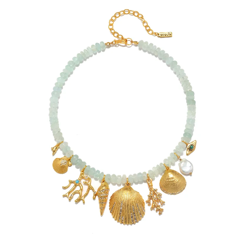 Women’s statement gold necklaces-La Mer Charm Necklace