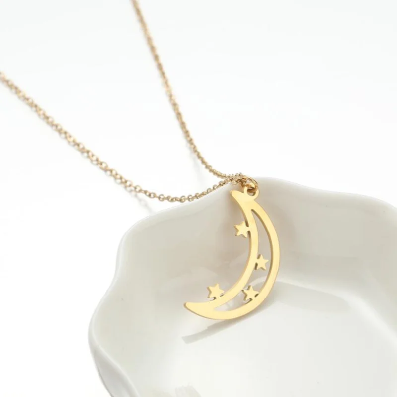 Star Moon Necklace Gold