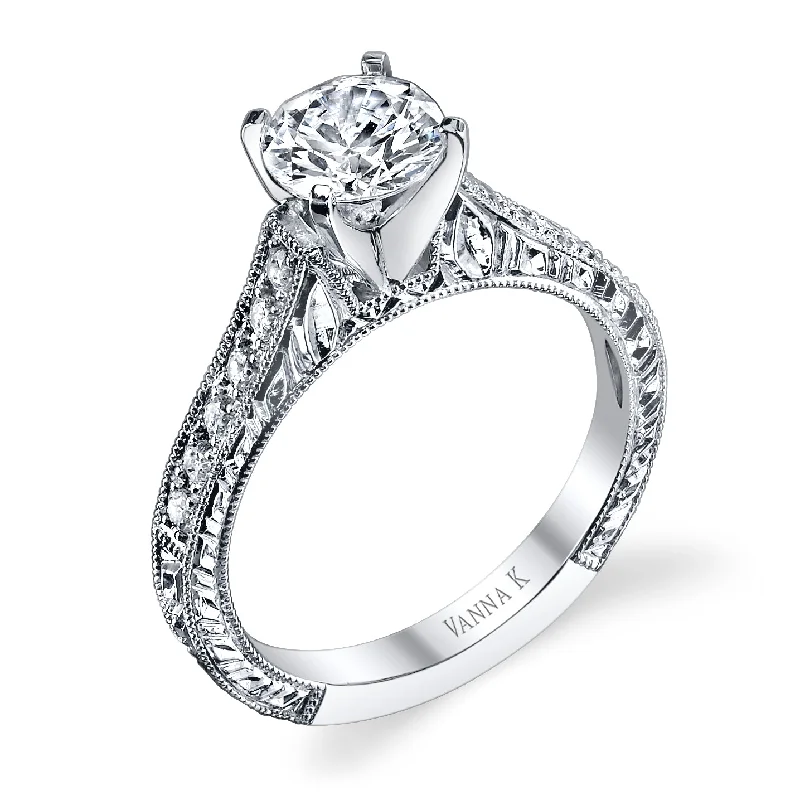 Women’s custom diamond engagement rings-18K White Gold Diamond Engagement Ring