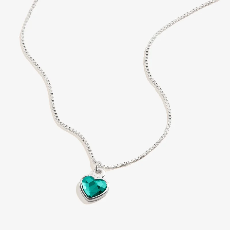 Women’s matching necklace sets-Emerald Heart Necklace, May Birthstone