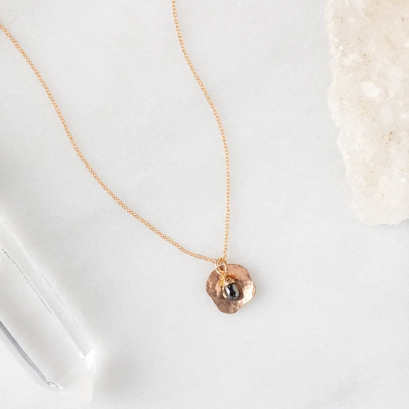 Women’s wedding necklaces-The Black Diamond Petal Necklace | Rose Gold Filled