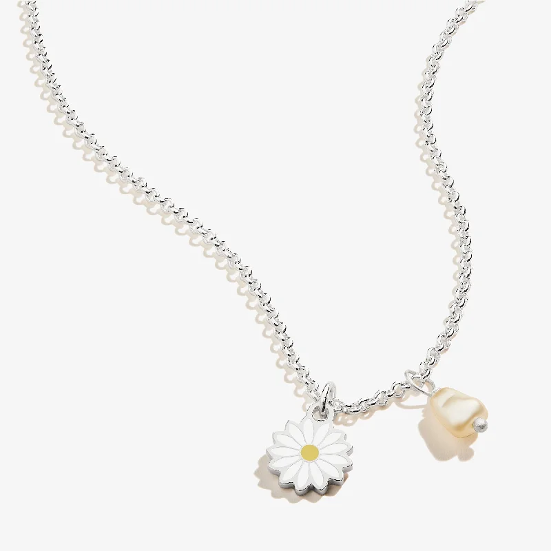 Women’s chain necklaces-Daisy + Pearl Duo Charm Necklace