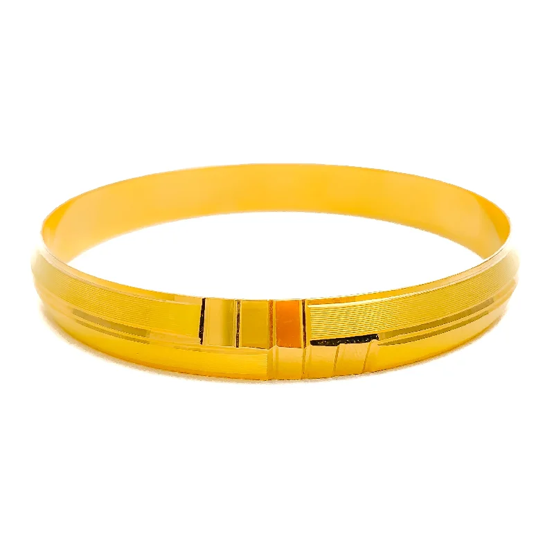 Women’s floral bracelets-Striped Smooth Finish Men's 22k Gold Bangle