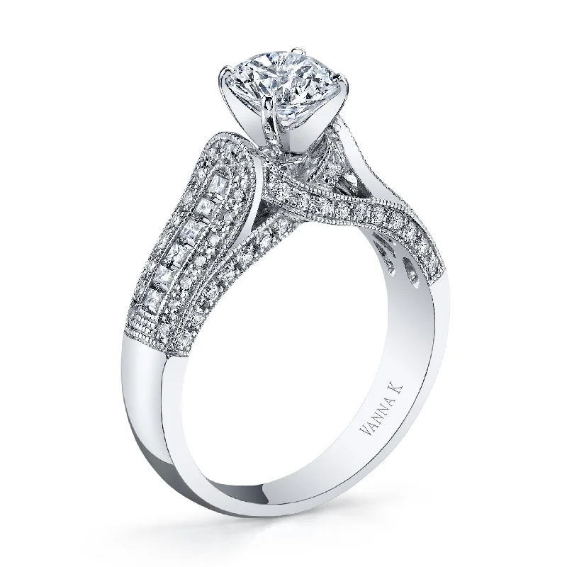 Women’s square engagement rings-18K White Gold Diamond Engagement Ring