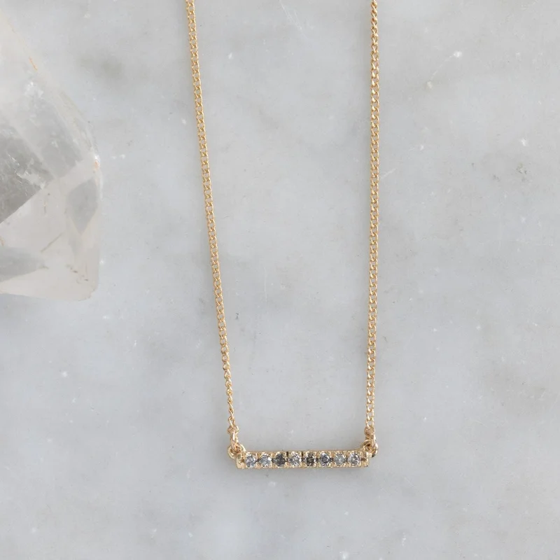 Women’s choker gold necklaces-The Salt and Pepper Diamond Bar Necklace | 14K Yellow Gold