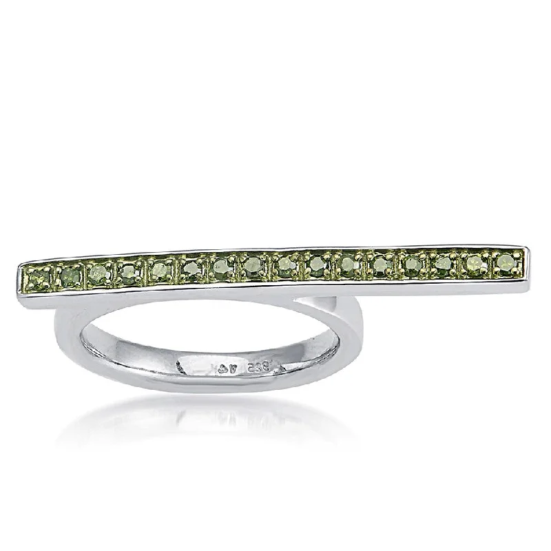 Women’s vintage style rings-Sterling Silver 1/4ct TDW Green diamond Fancy Band Ring