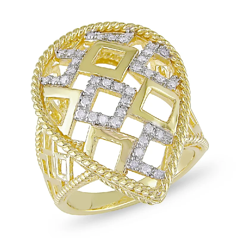 Women’s nature-inspired rings-Miadora Yellow Plated Silver 1/4ct TDW Diamond Ring