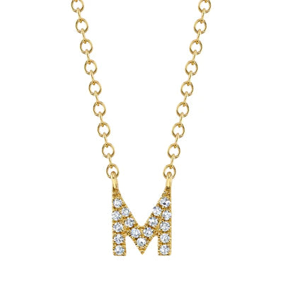 Women’s bohemian necklaces-0.05ctw Diamond Necklace - Initial M