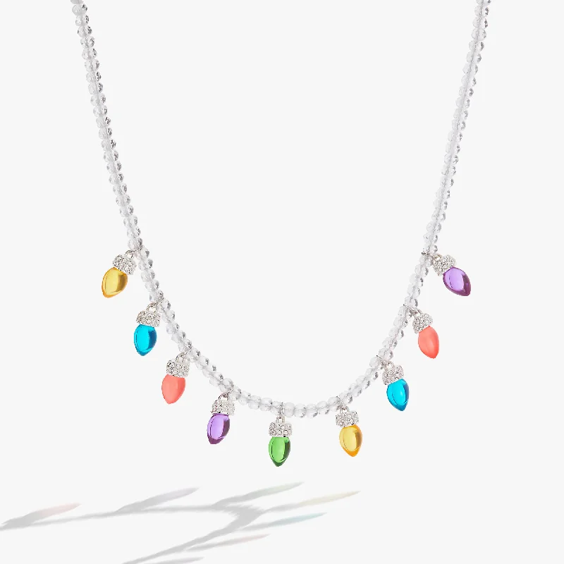 Women’s pearl drop necklaces-Christmas Light Bulb Necklace