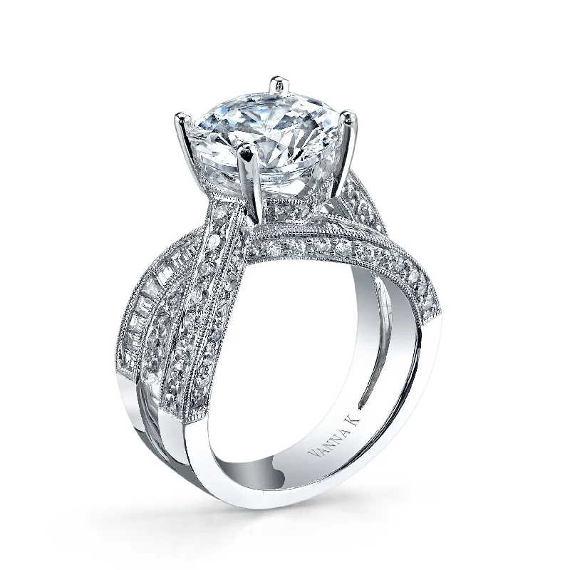 Women’s vintage-inspired engagement rings-18K White Gold Diamond Engagement Ring