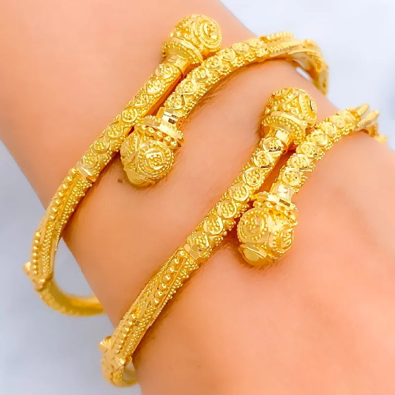 Women’s stylish bangles-Luxurious Intricate 22k Gold Pipe Bangles