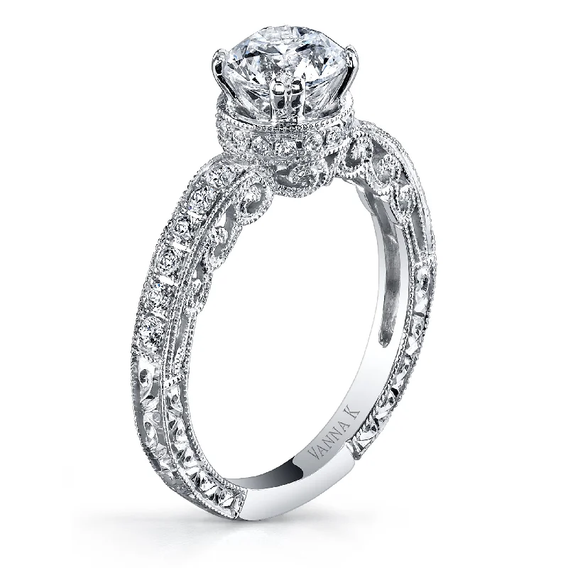 Women’s mixed metal engagement rings-18K White Gold Diamond Engagement Ring