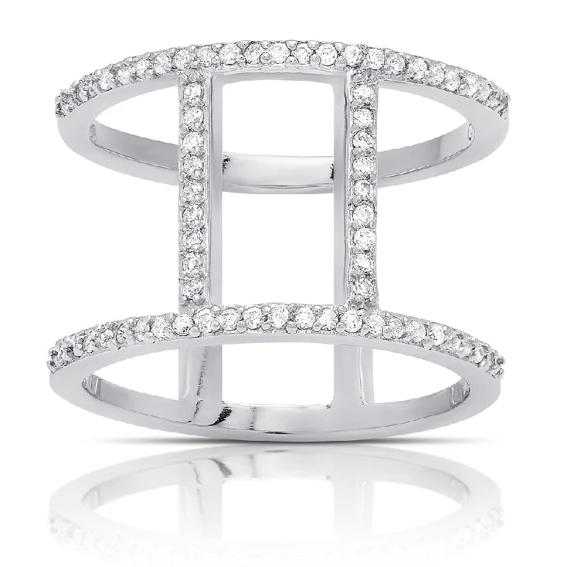 Women’s modern rings-Samantha Stone Sterling Silver Cubic Zirconia Vertical Bar Ring